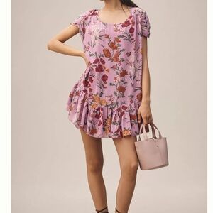 Floral Pink Ruffle Dress